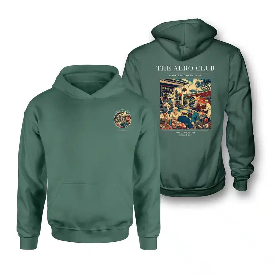 VINTAGE G4047 - The Aero Club - Double-Side Hoodie design on green double side
