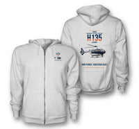 Thumbnail for Airbus H135 design on white premium zipped hoodie, double-side print