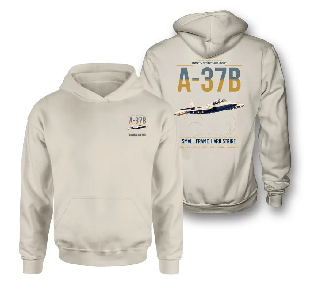 A-37B Dragonfly design on khaki double-side hoodie