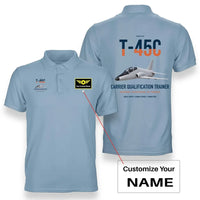 Thumbnail for T-45C Goshawk design on light blue+name double-side polo t-shirt, double-side print
