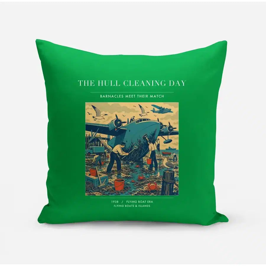 VINTAGE G4273 - The Hull Cleaning Day - Designed Pillows design on green