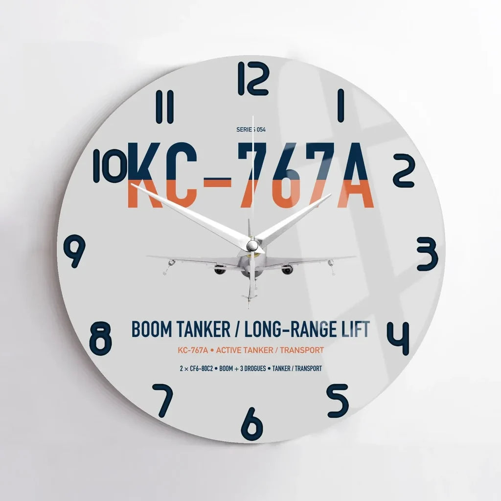 Boeing KC-767A design on light gray no frame wall clock
