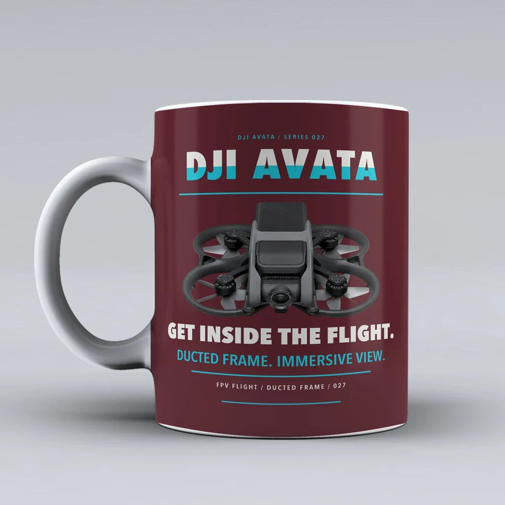 Avata Mug design on dark red dji