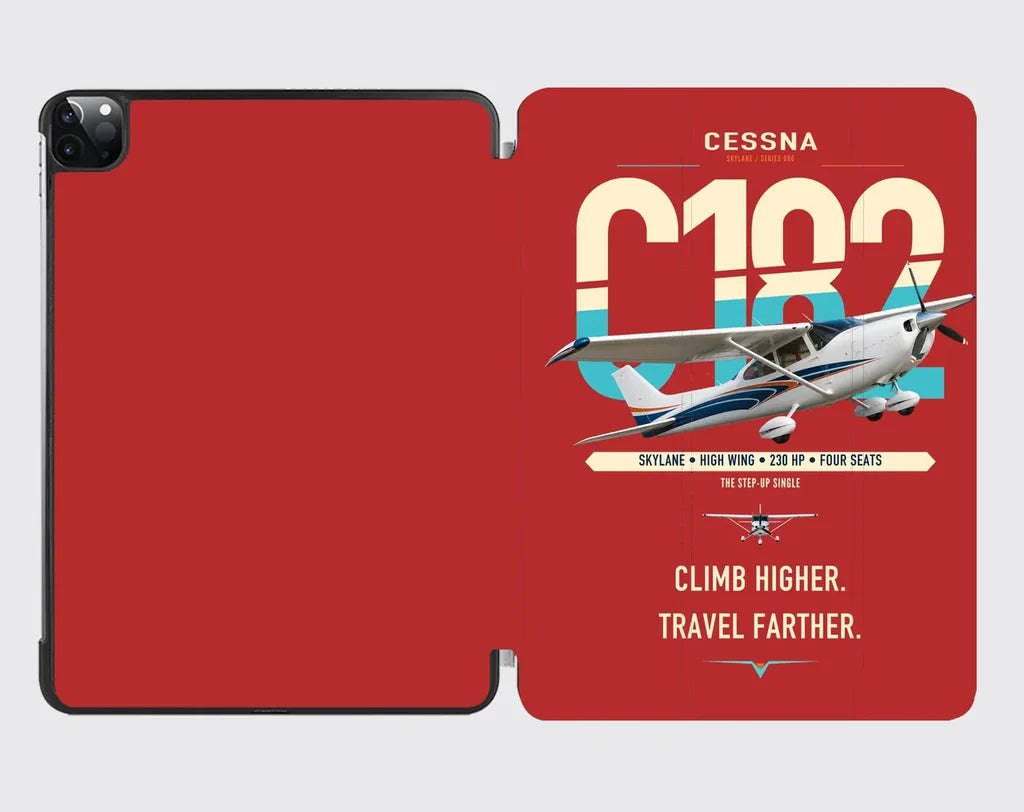 Cessna 182 Skylane design on red ipad tablet case