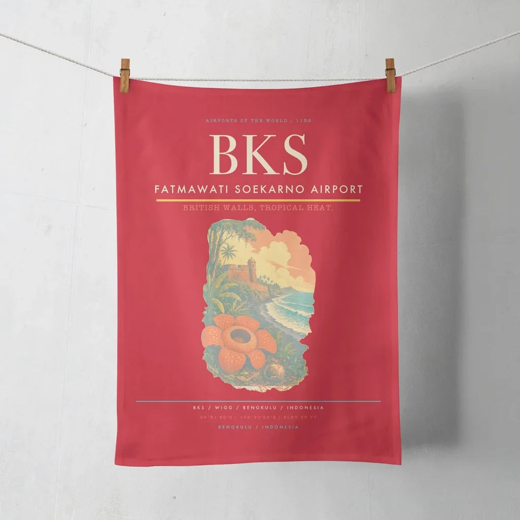 Fatmawati Soekarno Airport (BKS) design on red towel