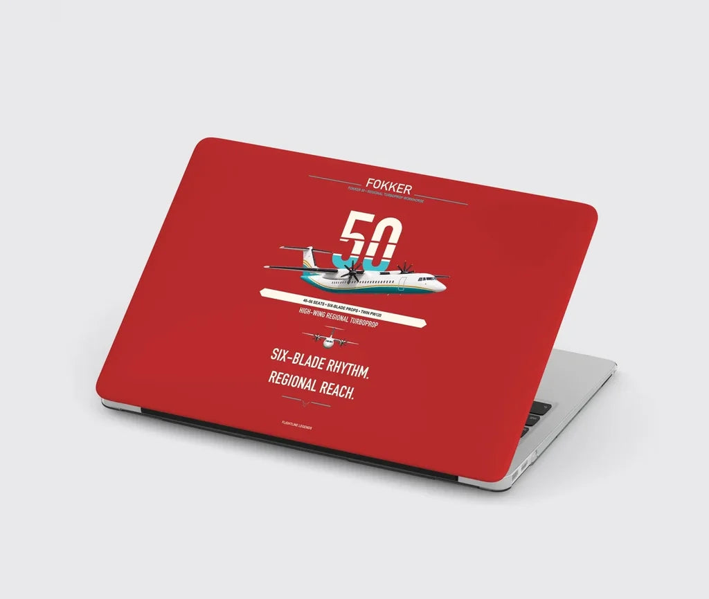Fokker 50 design on red MacBook case