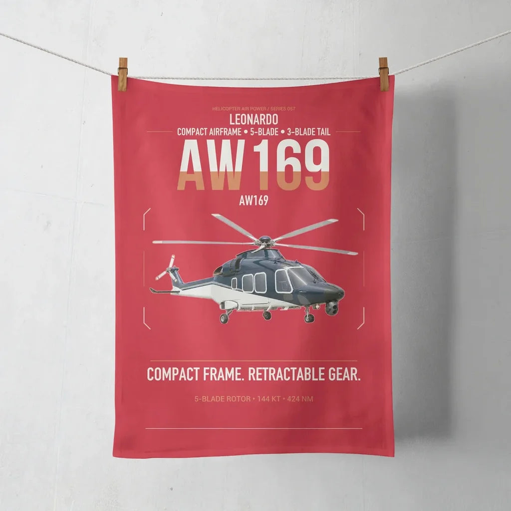 Leonardo AW169 design on red towel