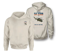 Thumbnail for Aérospatiale SA 330B Puma design on khaki double-side hoodie, double-side print