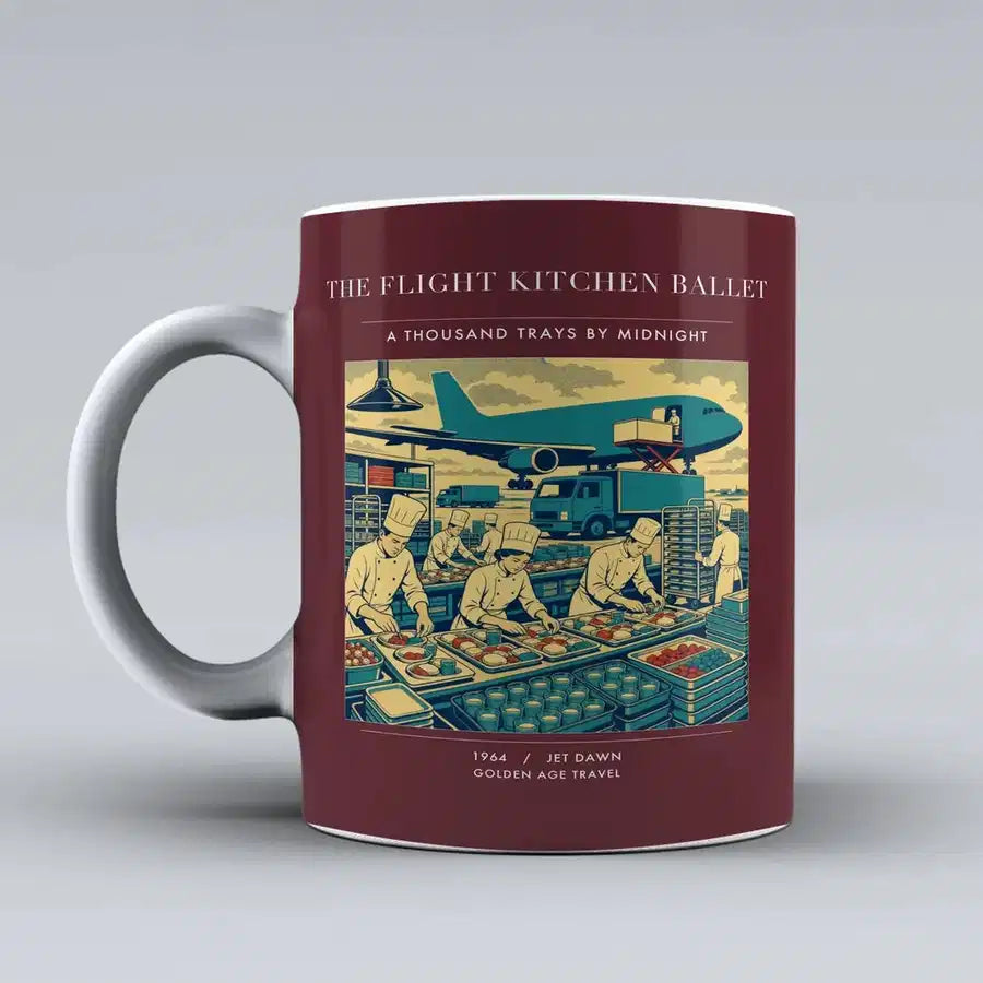 VINTAGE G4374 - The Flight Kitchen Ballet - Ceramic Mug design on darkred