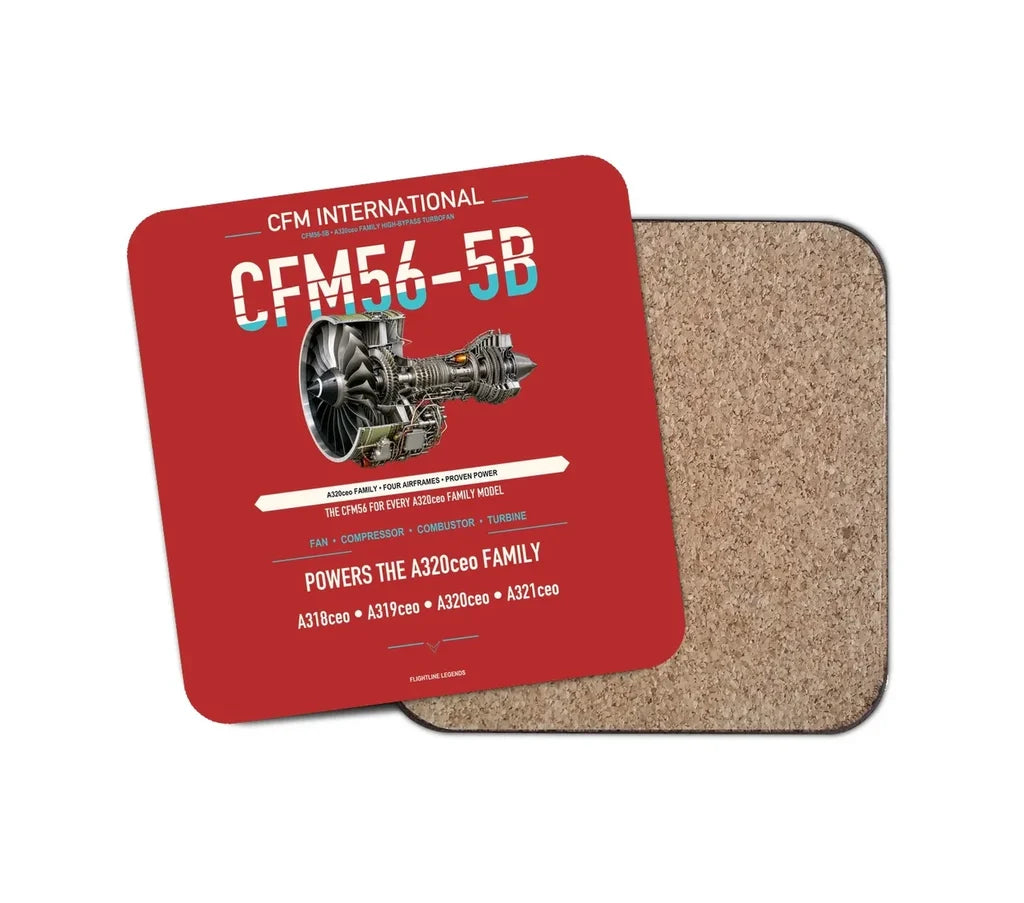 CFM56-5B design on red 1 piece coaster