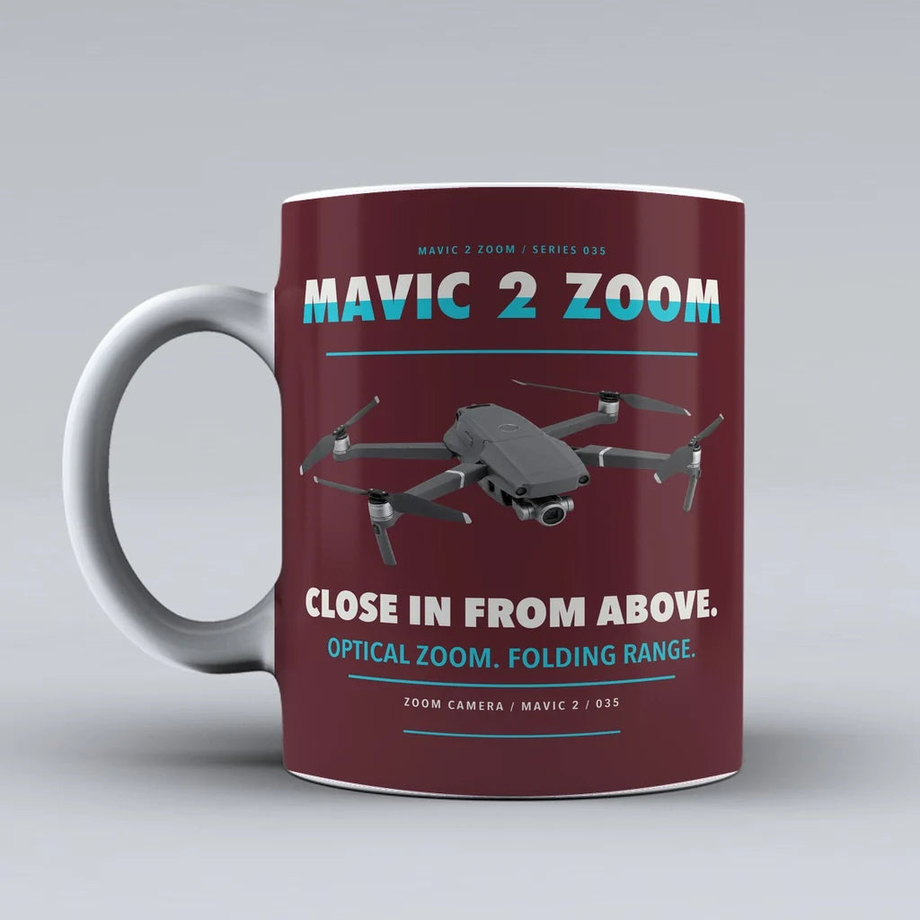 Mavic 2 Zoom Mug design on dark red dji