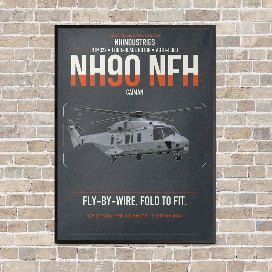 NHIndustries NH90 NFH Caïman vertical canvas print - framed - gray background