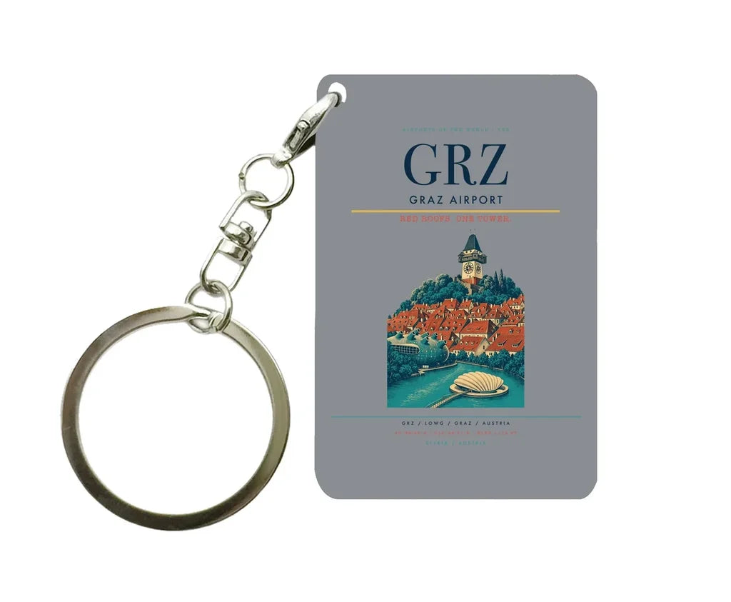Graz Airport (GRZ) design on gray key chain