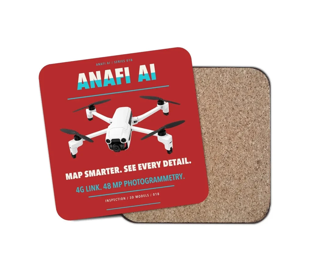 Parrot ANAFI Ai design on red 1 piece coaster