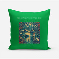 Thumbnail for VINTAGE G4401 - The Mangrove Channel Idle - Designed Pillows design on green