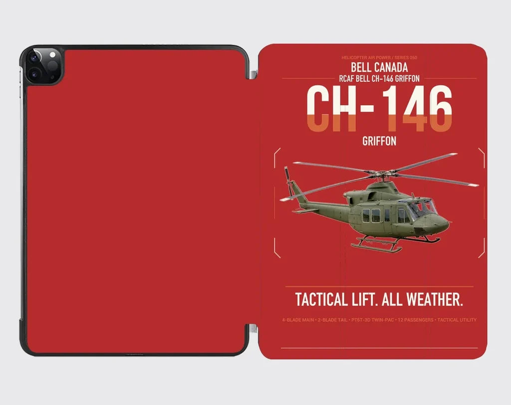 Bell Canada CH-146 Griffon design on red ipad tablet case