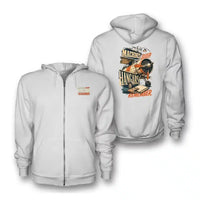 Thumbnail for SIGNAL 653 - Machines Sleep. Hangars Remember. - Zipped Hoodie design on white zipped hoodie