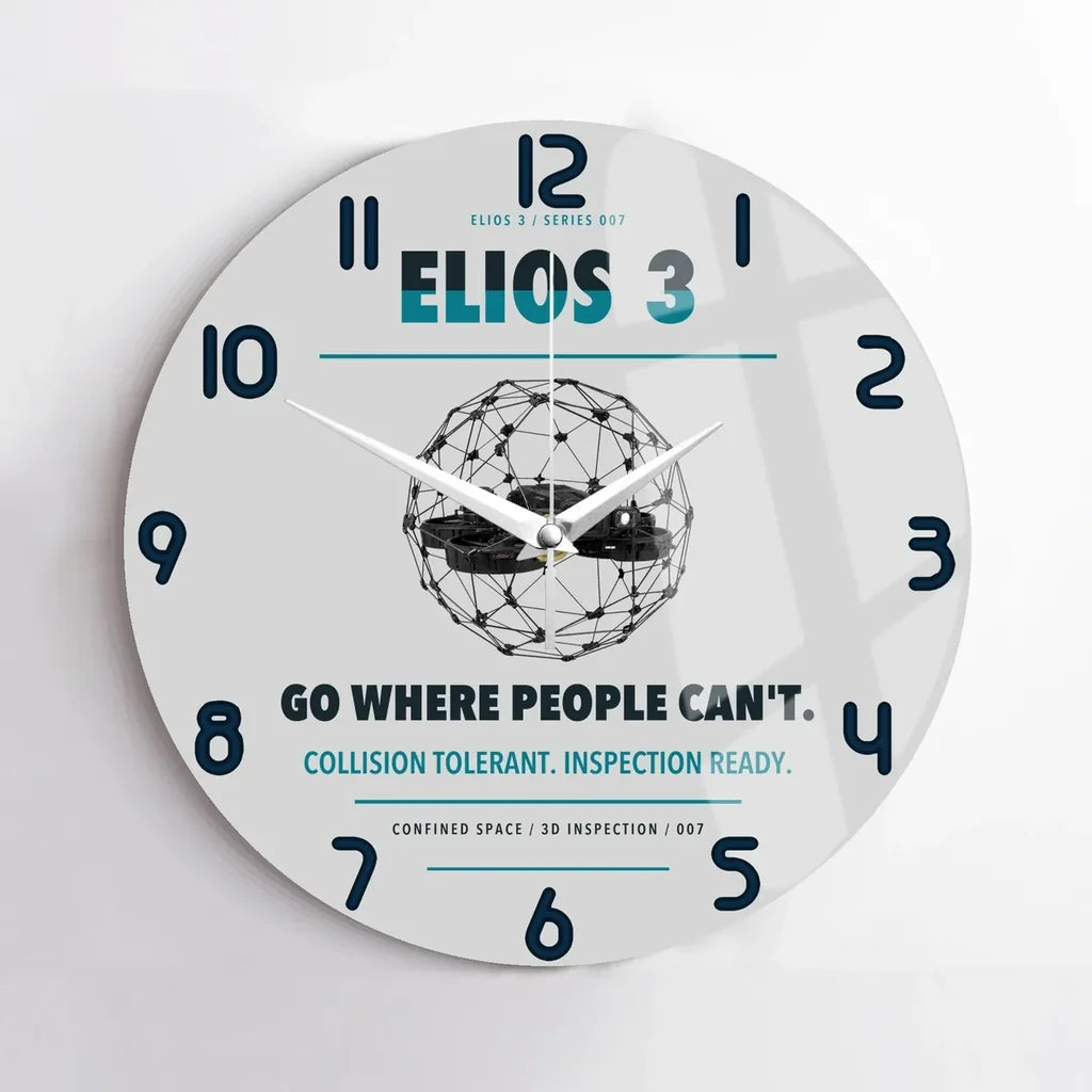 Flyability Elios 3 design on light gray no frame wall clock