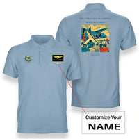 Thumbnail for VINTAGE G4228 - The First Jet Boarding - Double-Side Polo T-Shirt design on lightblue+name