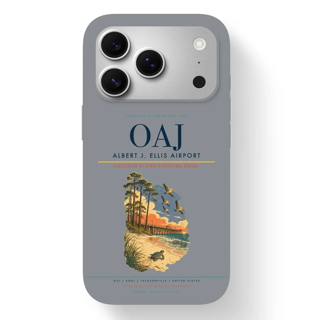 Jacksonville Airport (OAJ) design on gray iPhone 17 Pro MagSafe case