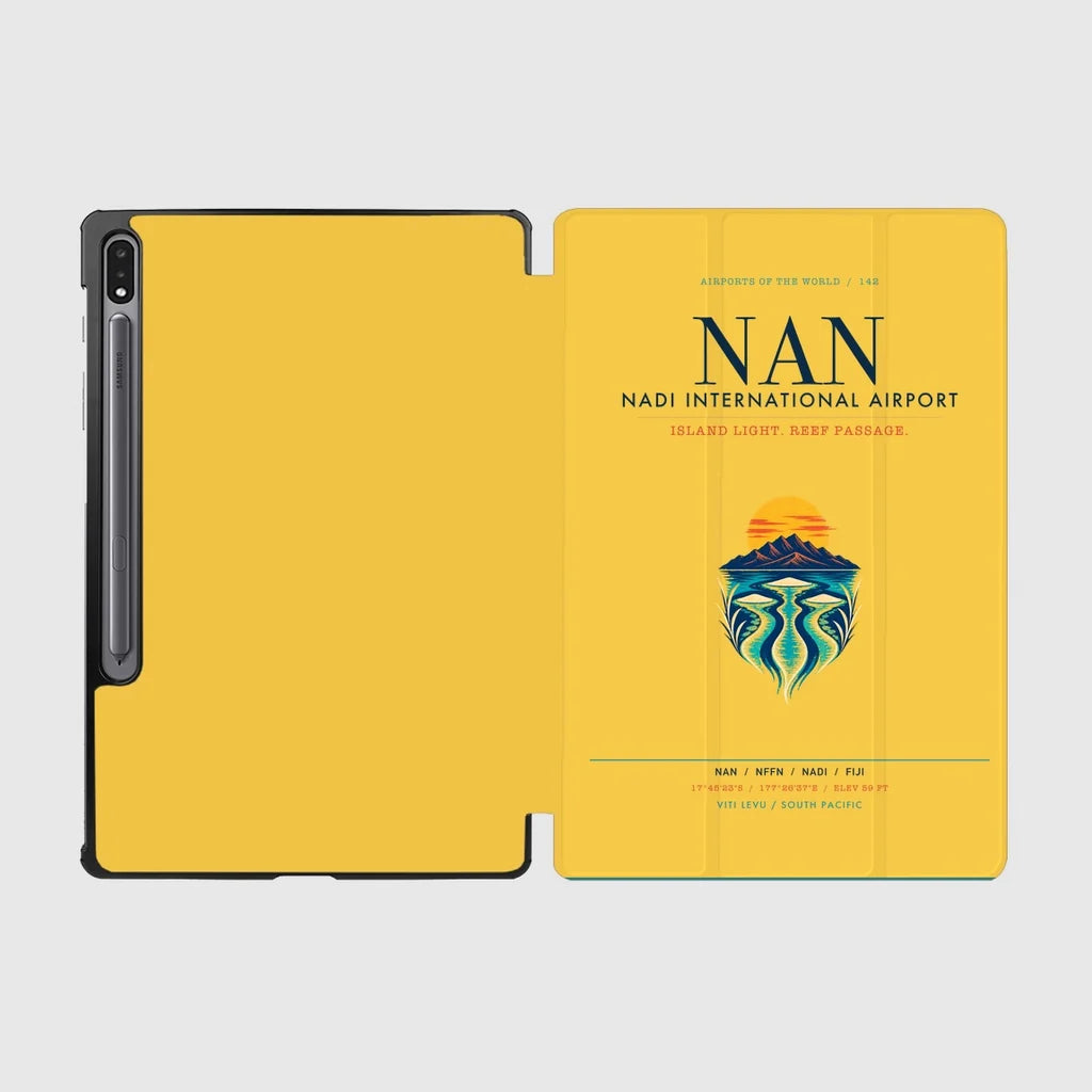 Nadi International Airport (NAN) design on yellow samsung tablet tablet case