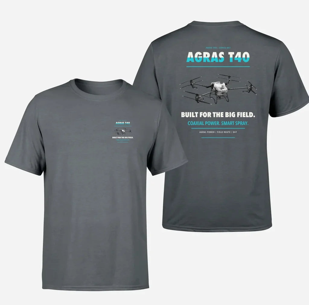DJI Agras T40 design on gray t shirt