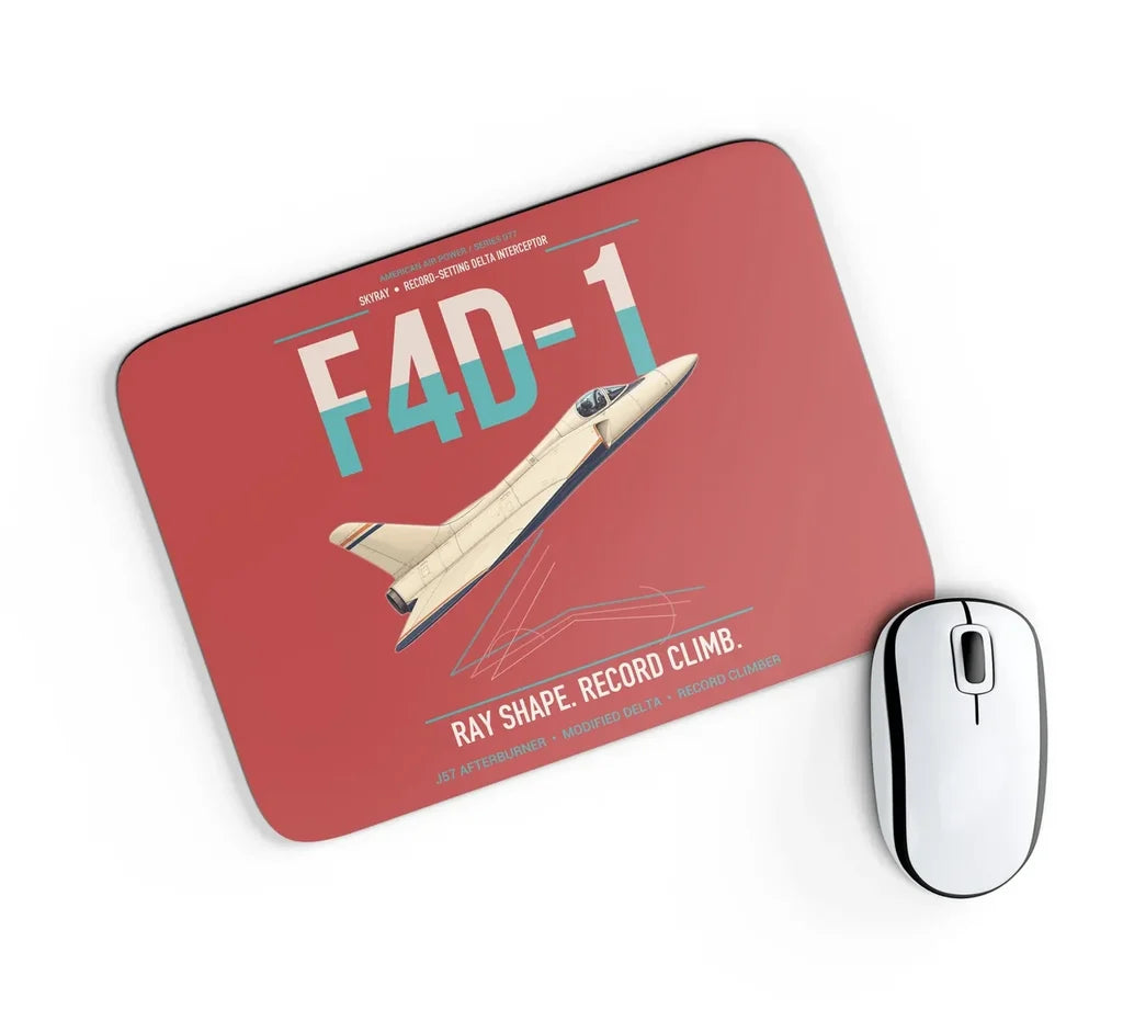 F4D-1 Skyray design on red rectangle mouse pad