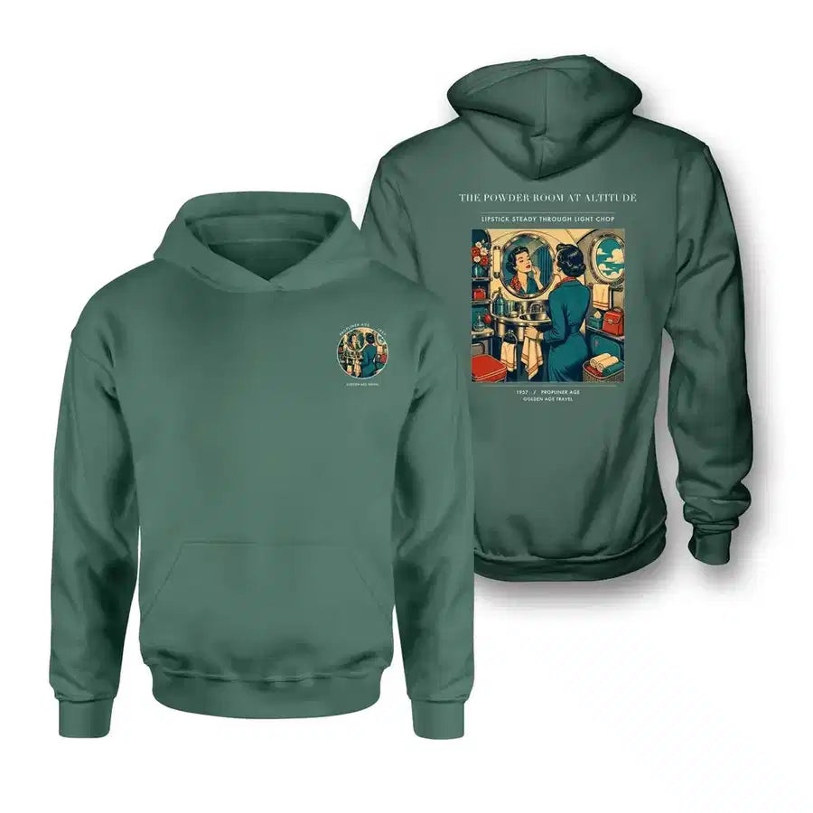 VINTAGE G4305 - The Powder Room At Altitude - Double-Side Hoodie design on green double side