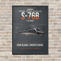 Thumbnail for Sikorsky S-76B vertical canvas print - framed - gray background