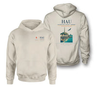 Thumbnail for Haugesund Airport, Karmøy (HAU) design on khaki double-side hoodie