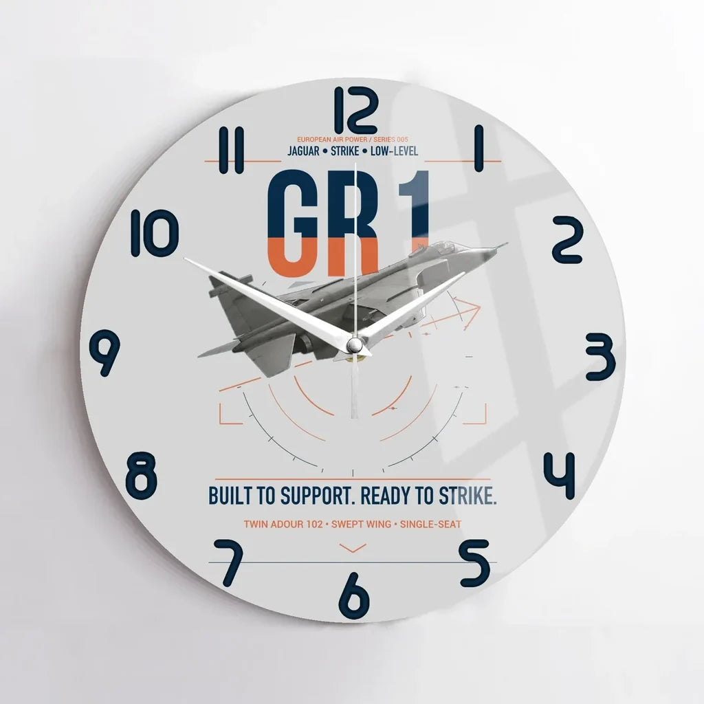 SEPECAT Jaguar GR1 design on light gray no frame wall clock