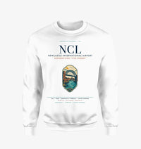 Thumbnail for Newcastle International Airport (NCL) design on white sweatshirt