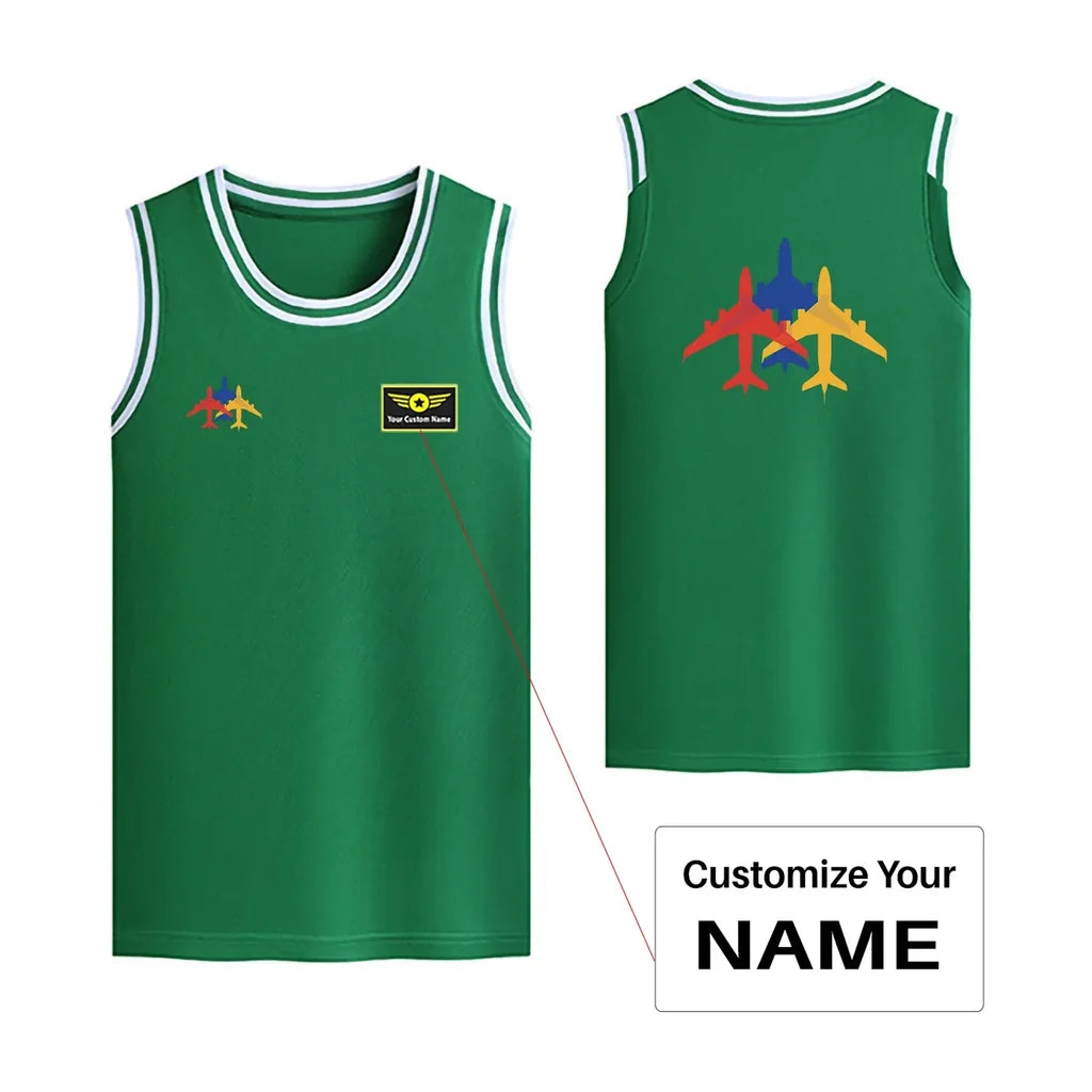 Customisable Colourful 3 Airplanes Basketball Print - view 7