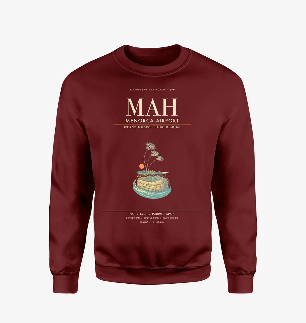 Menorca Airport MAH Sweatshirt - Wine Red
