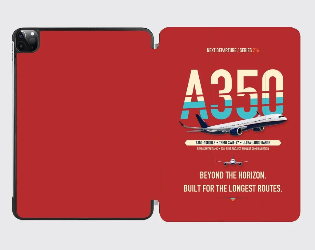 Airbus A350-1000ULR design on red ipad tablet case