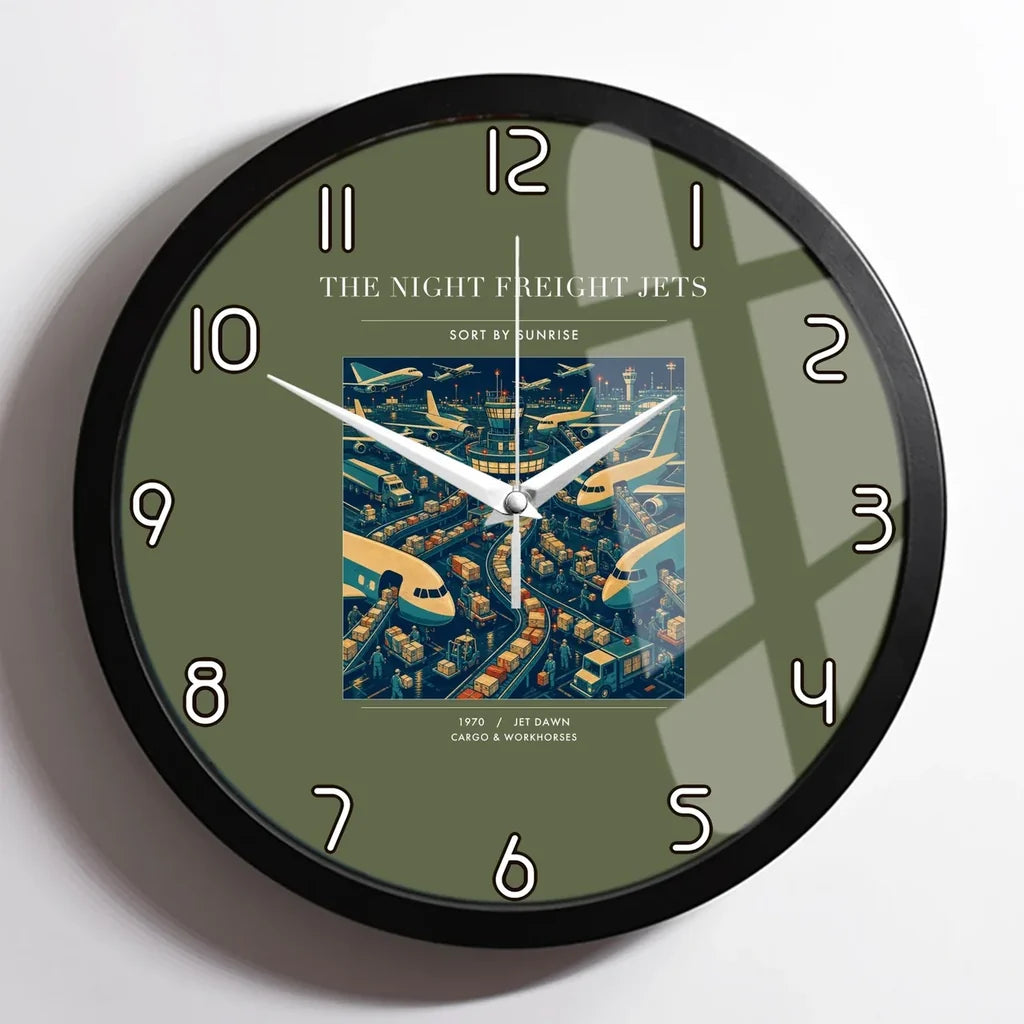 VINTAGE G4133 - The Night Freight Jets - Designed Wall Clocks design on greenarmy framed