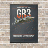 Thumbnail for Hawker Siddeley Harrier GR3 vertical canvas print - framed - gray background
