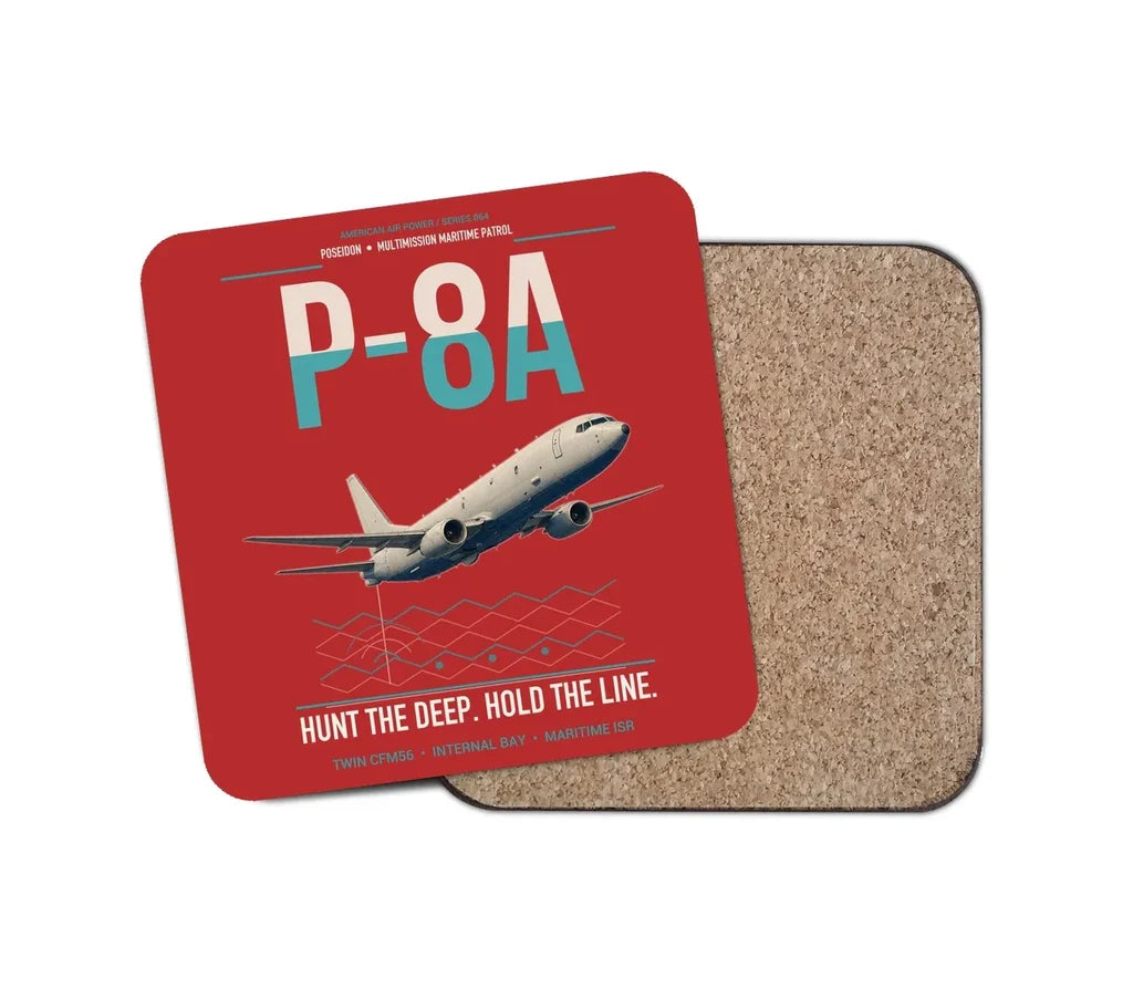P-8A Poseidon design on red 1 piece coaster