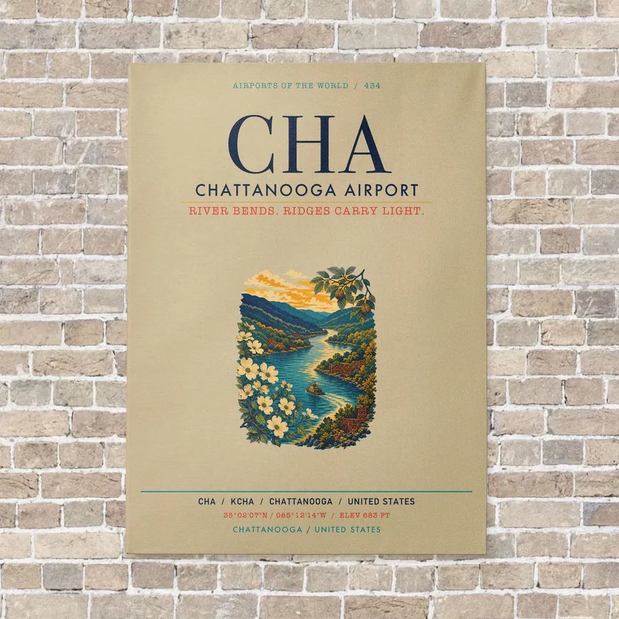 Chattanooga Airport CHA vertical canvas print - no frame - beige background