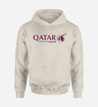 Thumbnail for Qatar Airways Airlines logo on khaki single side hoodie