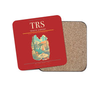 Thumbnail for Trieste Airport (TRS) design on red 1 piece coaster