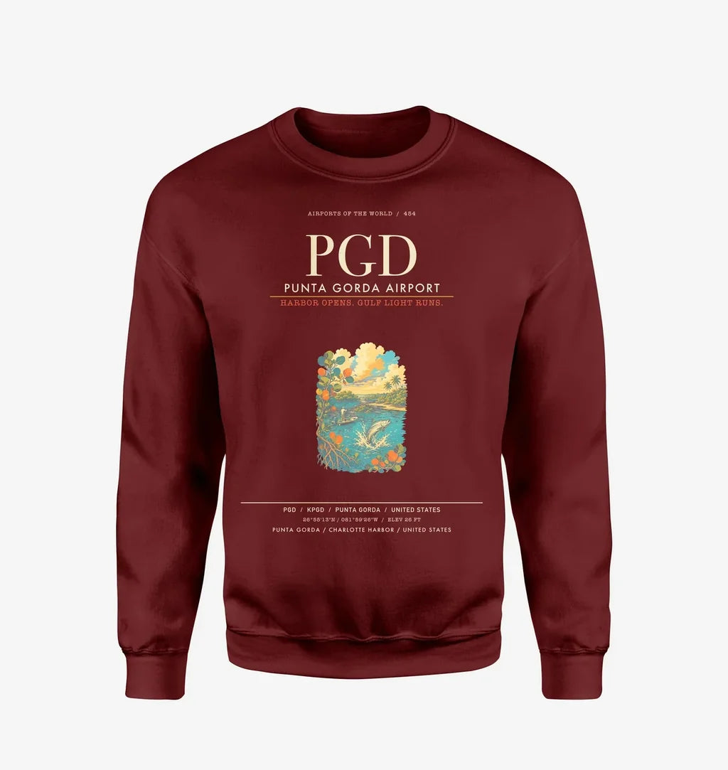 Punta Gorda Airport PGD Sweatshirt - Wine Red