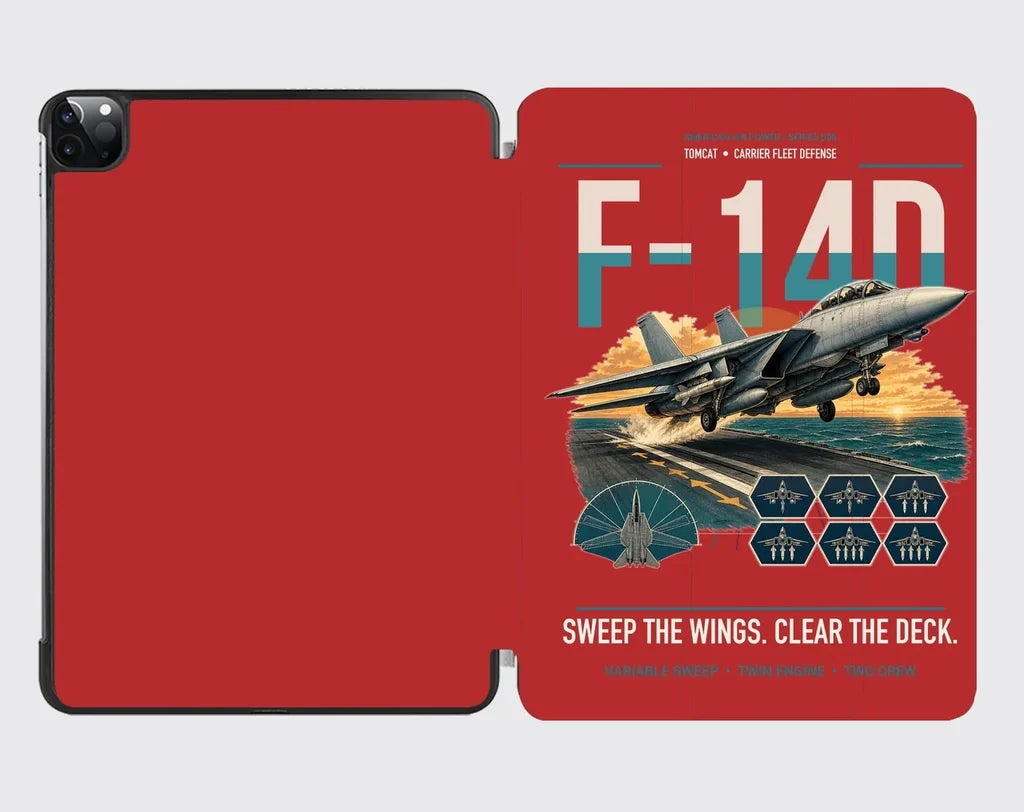 F-14D Tomcat design on red ipad tablet case