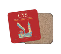 Thumbnail for Cheyenne Regional Airport (CYS) design on red 1 piece coaster