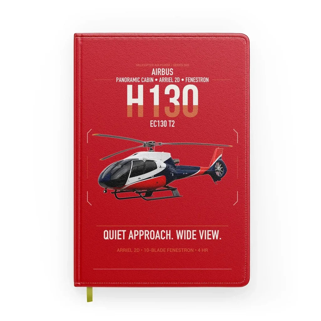 Airbus H130 design on red notebook