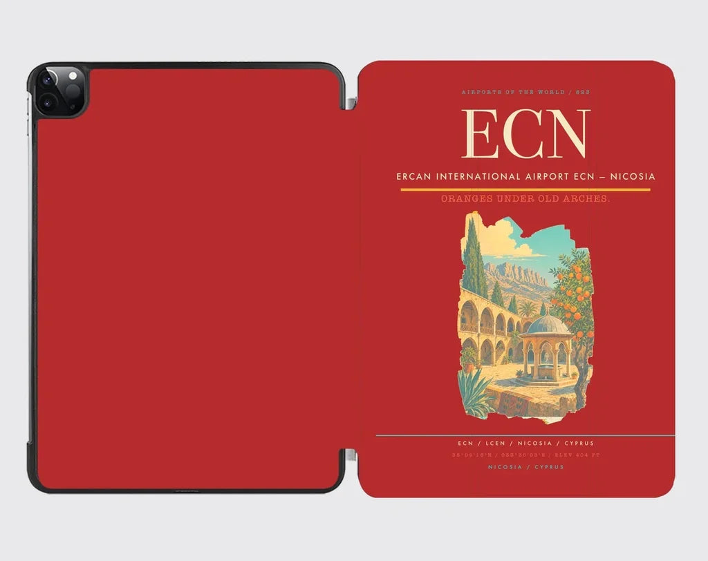 Ercan International Airport (ECN) design on red ipad tablet case