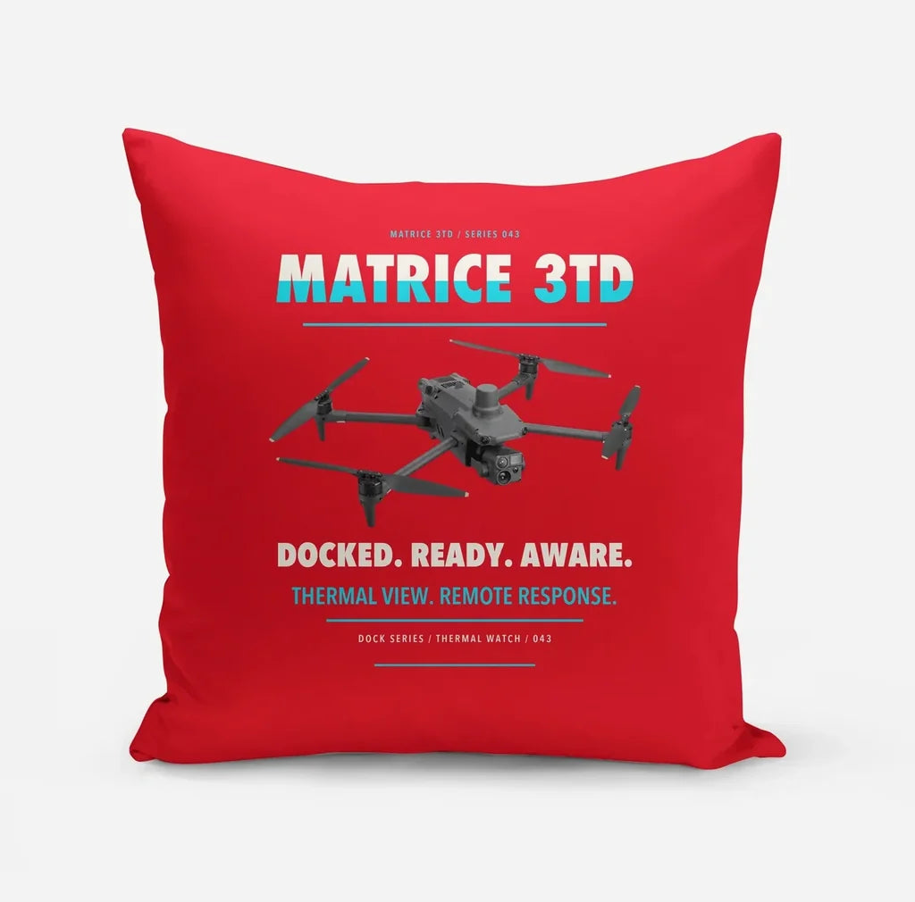 DJI Matrice 3TD design on red pillow