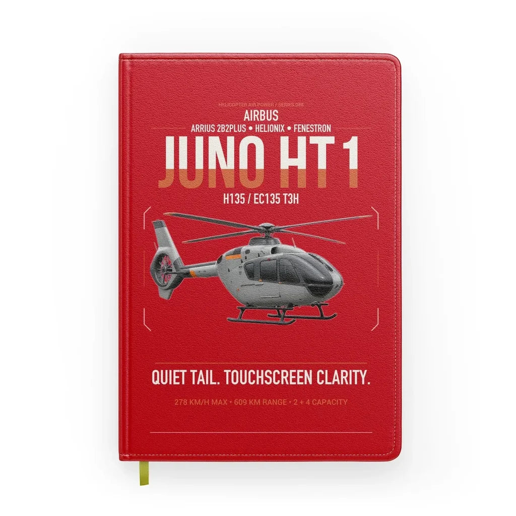 Airbus H135 Juno HT1 design on red notebook