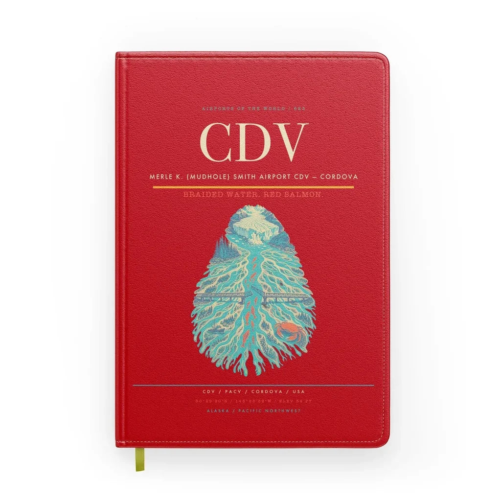 Merle K. (Mudhole) Smith Airport (CDV) design on red notebook