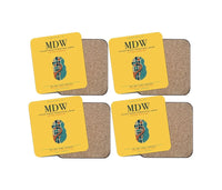 Thumbnail for Chicago Midway International Airport (MDW) design on yellow 4 pieces set coaster